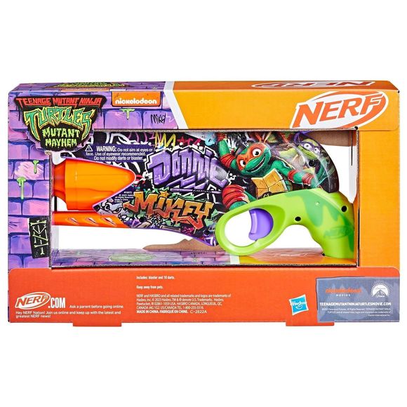 NERF Gun Teenage Mutant Ninja Turtles Mutant Mayhem Blaster, 10 Darts - Picture 6 of 6